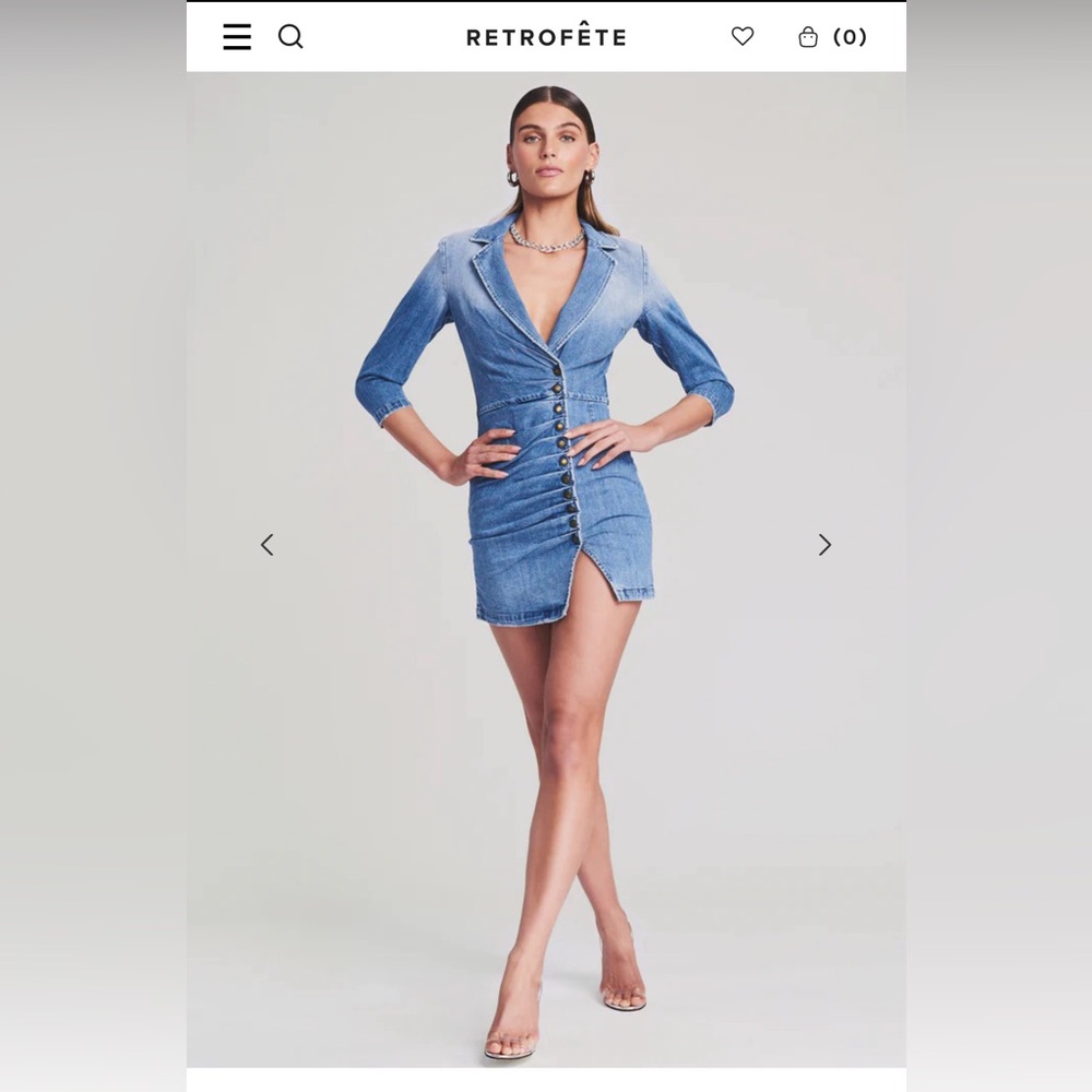 Retrofete Willa Button-Front Denim Mini Dress